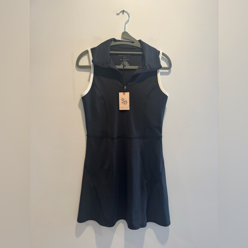 Sincerly Jules Black Sleeveless Mini Dress with White Trim